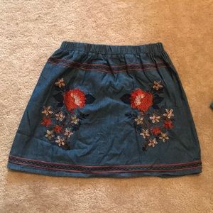 Princess Polly Denim Embroidered Skirt